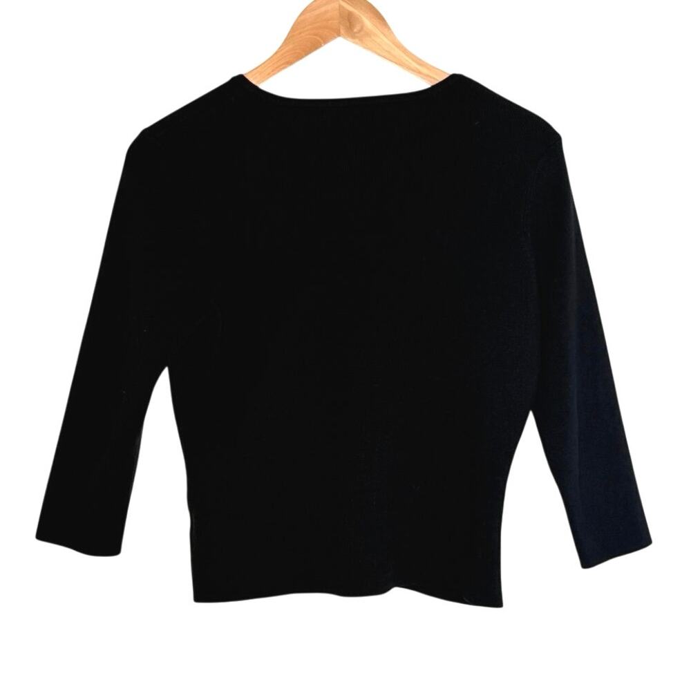 90’s black cardigan sweater 3/4 sleeve size small minimalist classic C. Kennedy - Picture 4 of 4
